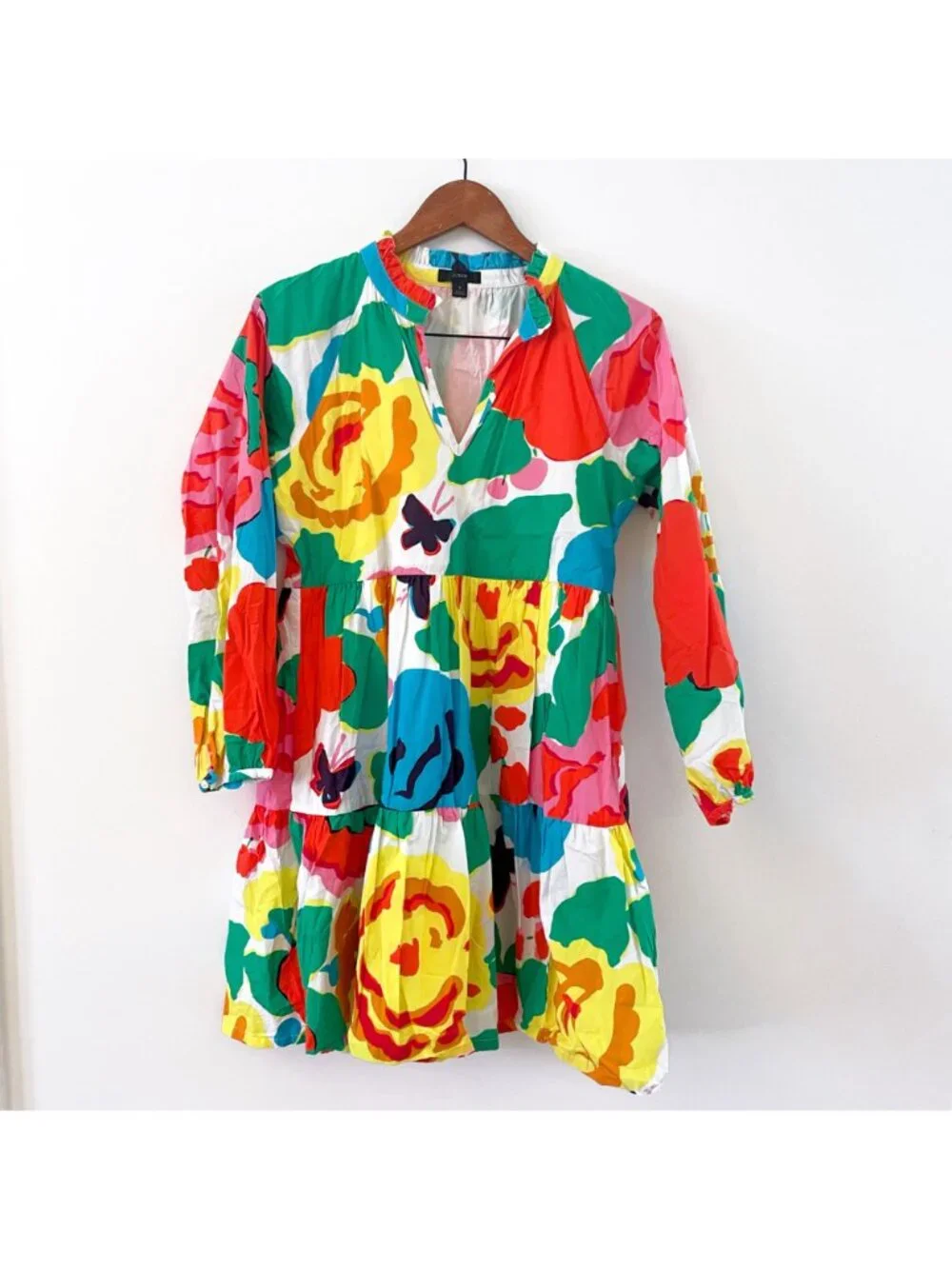 J.Crew Tiered Popover Dress in Ratti Jardin Flora, Size Small - Picture 2 of 5